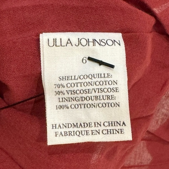 ULLA JOHNSON Boho Chic Cottagecore Floral Adele Mini Dress in Rosebud Size 6 NWT - Picture 9 of 10